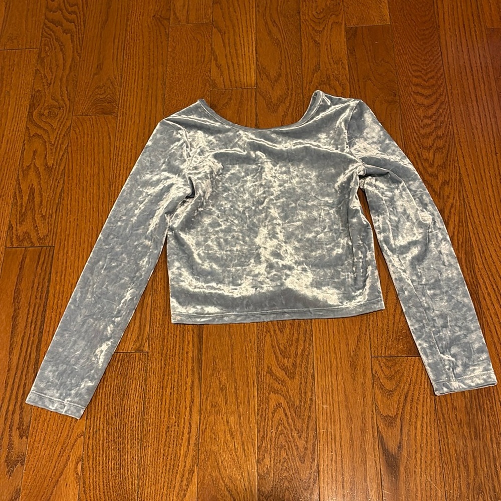 Gap Girls Blue Crushed Velvet Top Size L